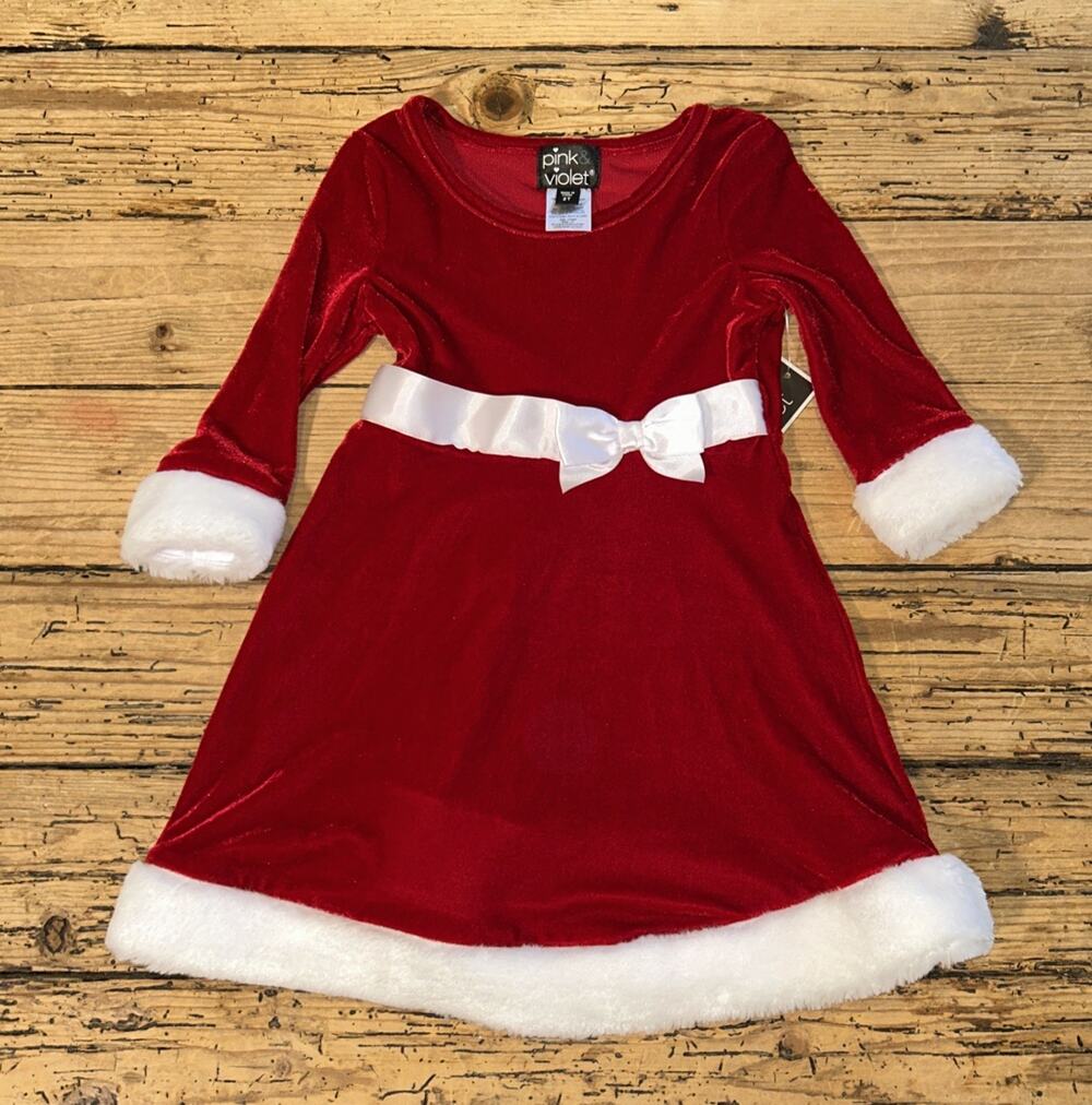 Pink & Violet Girls Size 2T Red Santa Dress NWT